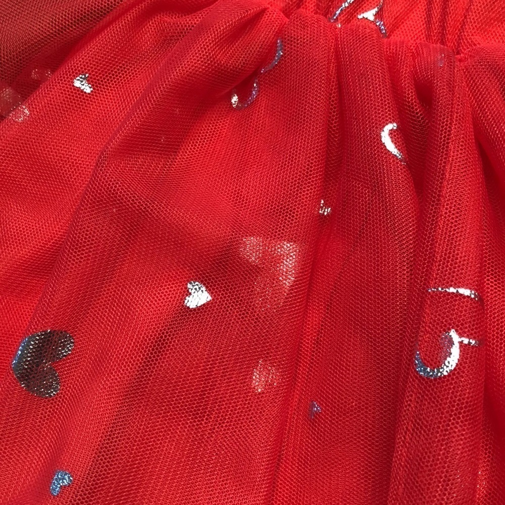 TuTu Valentine Skirt Little Girl Size 24 months Red Silver Hearts 3 layers EUC - Picture 11 of 11